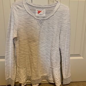 Gray and white lace sweatshirt